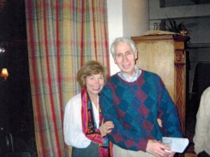 Physicist Carrera and his wife, Mary Jeanne, at a party hosted by a fellow delegation member in Vienna after 1996, when the Comprehensive Nuclear Test Ban Treaty (CTBT) was signed