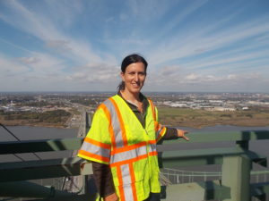 Civil Engineer Rachel Davidson brought her statics students up a tower of the Delaware Memorial Bridge.
