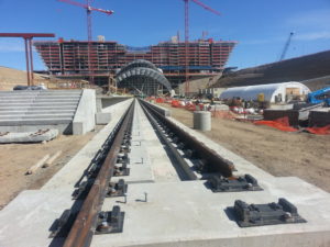 Denver International Airport, behind the new Westin Hotel. Says Engineer Robertson, "The train will terminate at the station and then you'll enter the lobby to enter the actual airport" in a design that's similar to that of New York City's Grand Central Station.