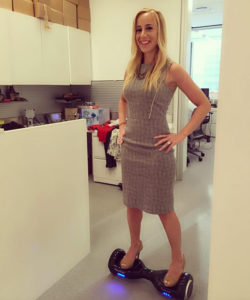 Rothman, outside her office, preparing to do a segment on hoverboard safety