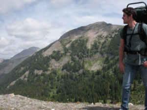 Microbial Biologist Sean Gibbons hiking in the Anaconda-Pintler wilderness, in Western Montana.